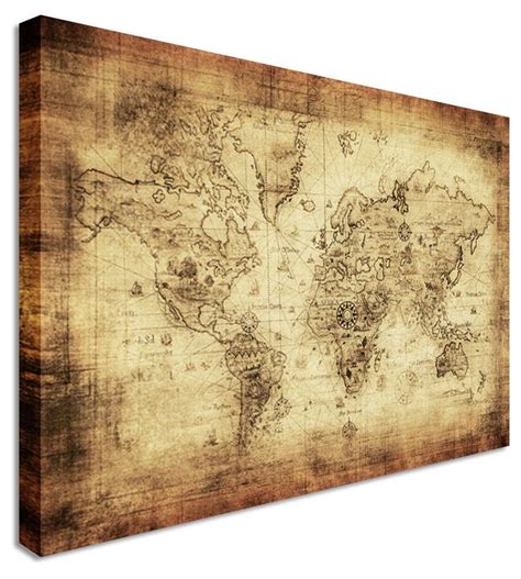 Details about World Map Vintage Canvas Wall Art Picture Print | World map art, World map wall ...