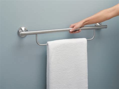 24" x 1" Dia. Grab Bar with Attached Towel Bar Brushed Nickel - Warren ...