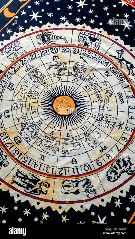 Ethnic Indian Astrology Tapestry Stock Photo - Alamy