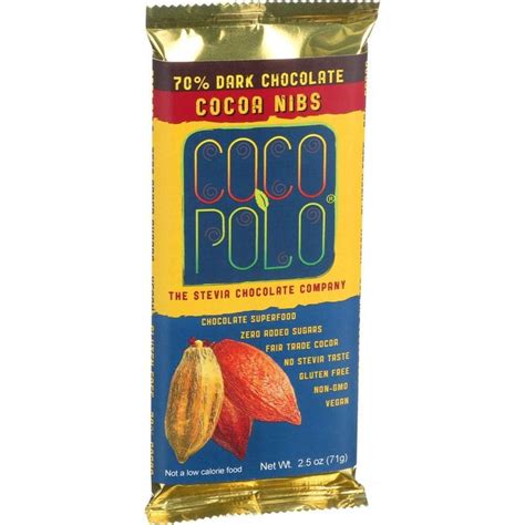 BarSf70% Drk W-coco Nib | Cocoa nibs, Stevia chocolate, Chocolate company