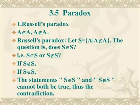 PPT - 3.5 Paradox 1.Russell’s paradox A A, A A 。 PowerPoint Presentation - ID:3116218