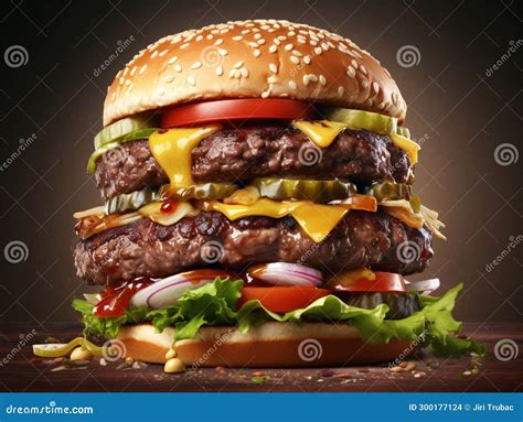 Double Steak Burger with Beef Stock Photo - Image of grilled, american ...