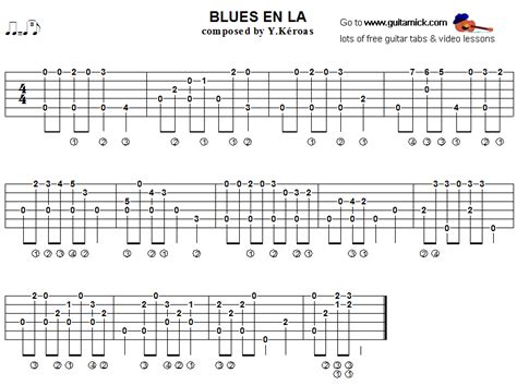 BLUES en LA: Fingerstyle Guitar Tab - GuitarNick.com