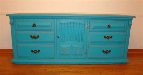 FRENCH PROVINCIAL 8 DRAWER DRESSER,BLUE LAGOON/COPPER ,SHABBY CHIC/COTTAGE STYLE #172 Shabby ...