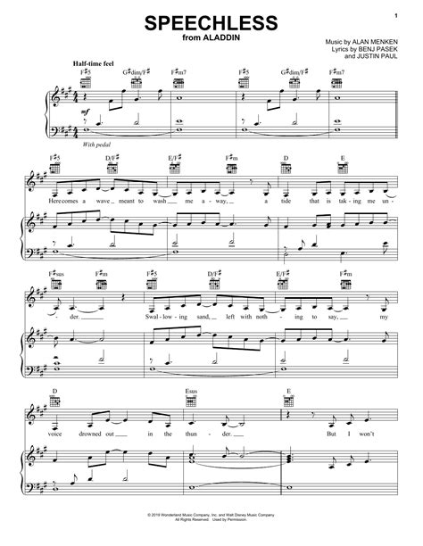 Naomi Scott "Speechless (from Disney's Aladdin)" Sheet Music Notes ...