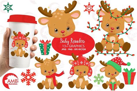 Baby Reindeer Clipart AMB-2288 | Baby reindeer, Baby clip art, Reindeer