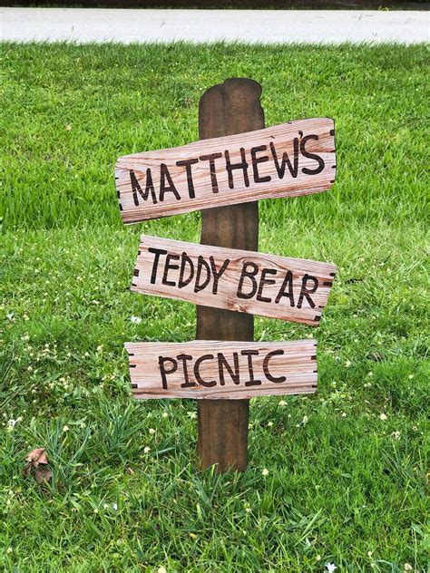 Teddy Bear Picnic Sign Customizable Faux Wooden Standing - Etsy | Teddy bear picnic birthday ...