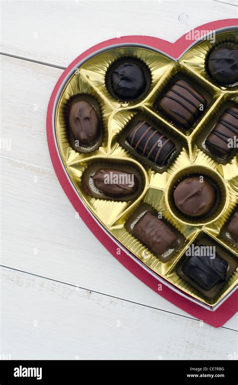 Heart-shaped box of chocolates Stock Photo - Alamy