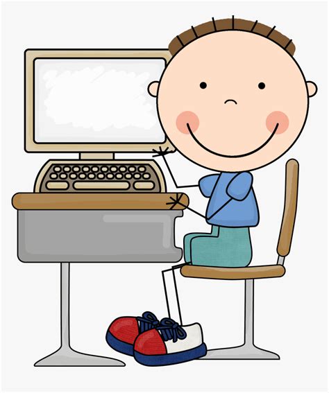 Computer Center Clipart Clip Art Library - Kid On Computer Clipart, HD Png Download ...