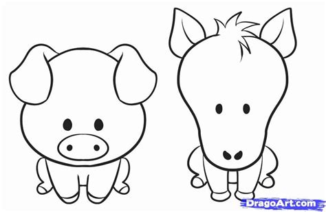 Horse and pig | Easy animal drawings, Baby animal drawings, Animal drawings