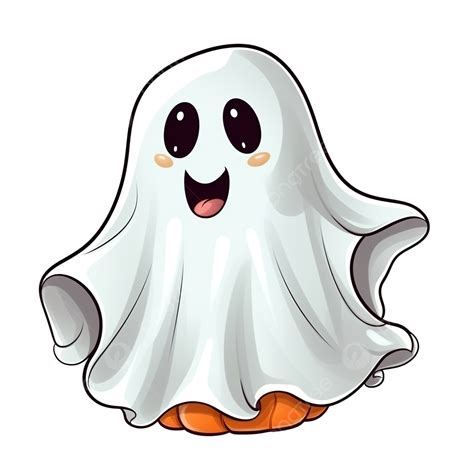 Isolated Illustration Of A Cute Ghost, Halloween Holiday, Scary Face, Halloween Cartoon PNG ...
