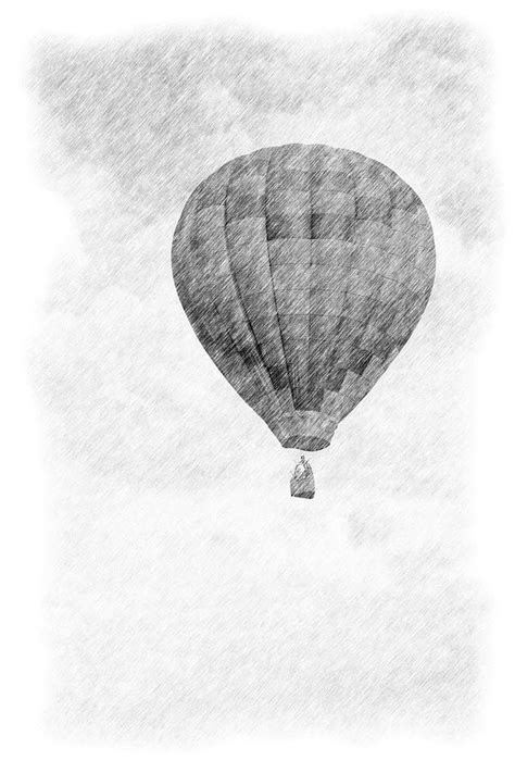 Hot Air Balloon pencil drawing Digital Art by Gary Wilson - Fine Art ...