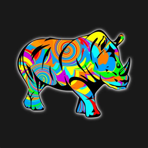 Colorful Rhino - Rhino - T-Shirt | TeePublic