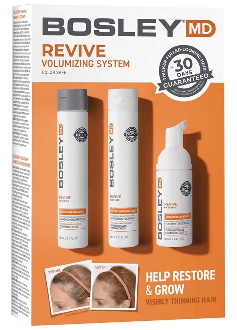 Bosley MD Revive Color Safe Starter Kit - Shampoo, Conditioner and Thickening Treatment ...