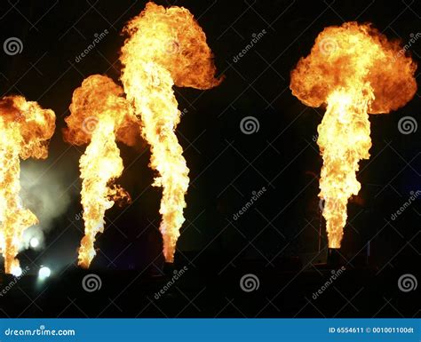 Pyrotechnics on stage stock image. Image of flames, pyro - 6554611