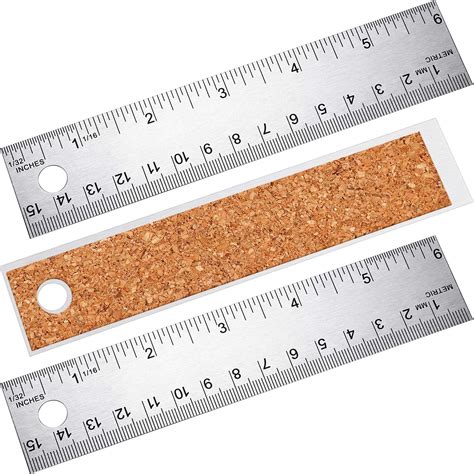 Buy 3 Pieces Stainless Steel Cork Back Rulers Metal Ruler Set Non Slip Straight Edge Cork Base ...