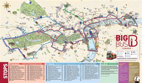 London's Major Attractions Map (Big Bus Tour) | London bus map, London tours, London