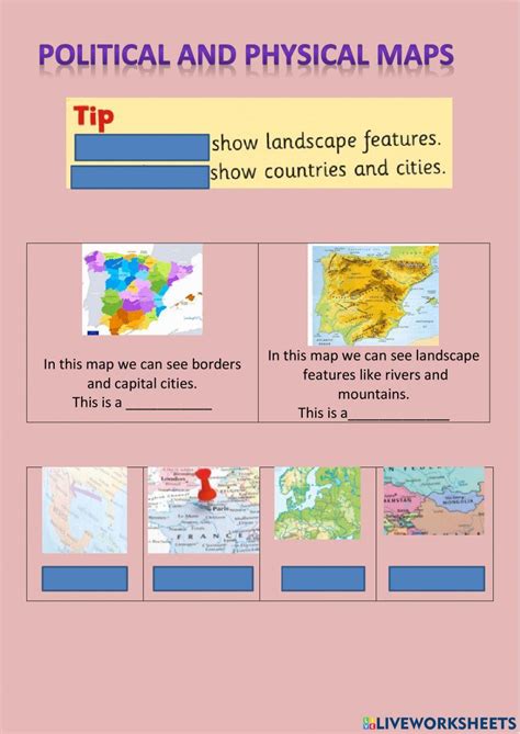 Political and physical maps worksheet | Live Worksheets - Worksheets ...