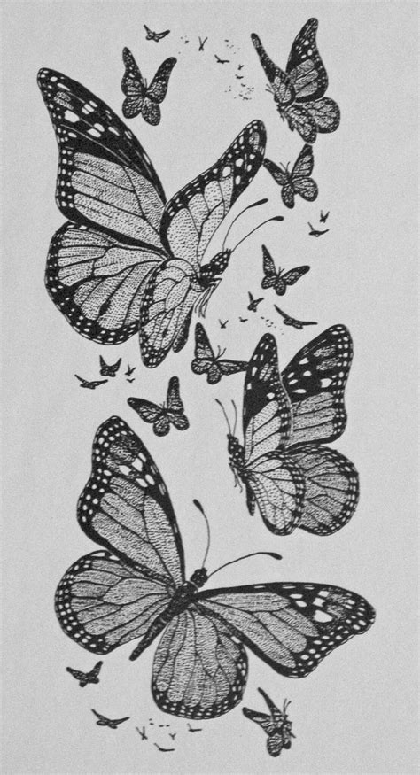 Drawing: Monarch Butterflies | Картины чернилами, Цветочные татуировки ...