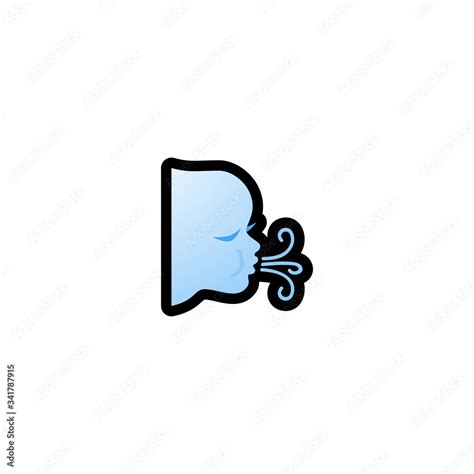 Wind Face Vector Icon. Isolated Weather Cartoon Style Emoji, Emoticon ...