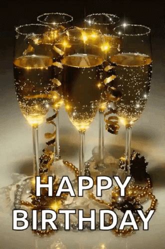 Happy Birthday Wine Sparkling Gold GIF | GIFDB.com