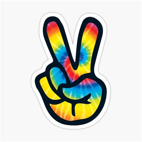 Tie Dye Peace Sign Hand Design V Symbol 60s 70s 80s Art Sticker By Melsens | ubicaciondepersonas ...