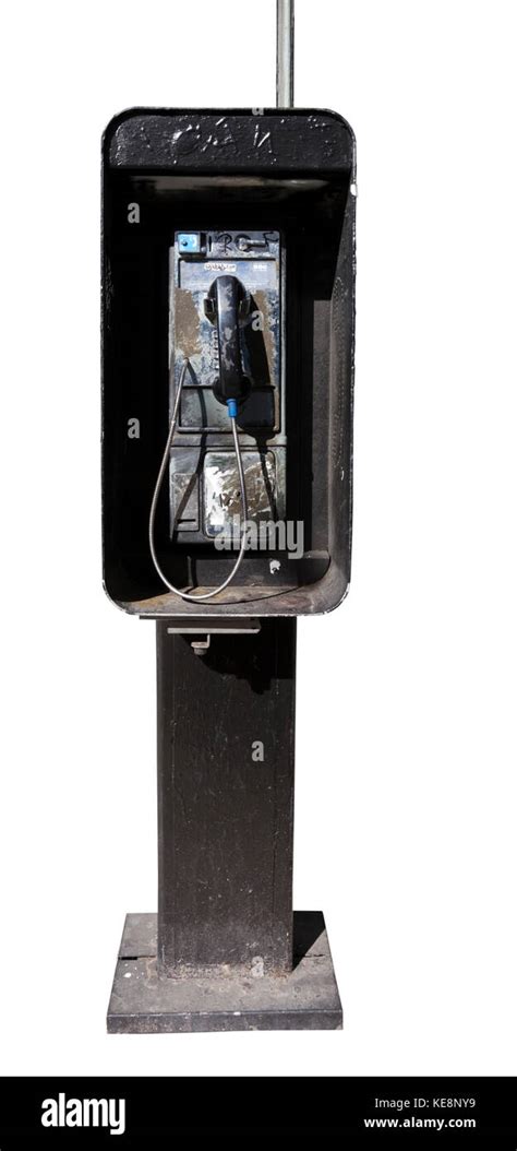 Old payphone booth. Isolated. Vertical Stock Photo - Alamy