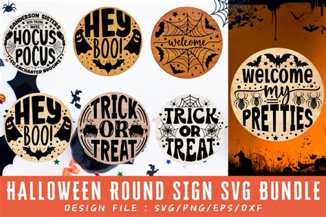 Halloween Round Sign Svg Bundle,Halloween Sign T-Shirt Bundle - Buy t ...