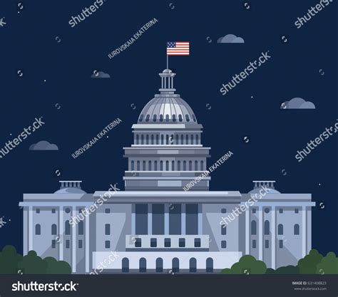 White House Night Vector Flat Illustration Stock Vector (Royalty Free ...