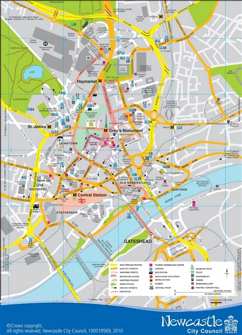 Newcastle city centre map - Ontheworldmap.com