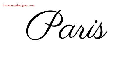 Classic Name Tattoo Designs Paris Printable - Free Name Designs