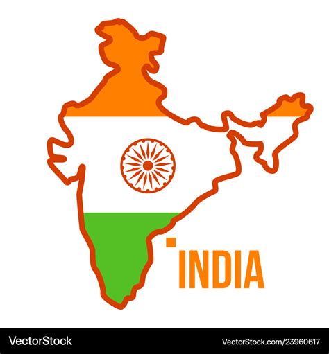 India map flag isolated flat cartoon Royalty Free Vector