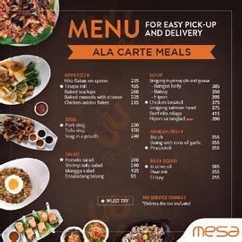 Mesa Festival Mall, Muntinlupa - Commerce Avenue - Menu and Prices