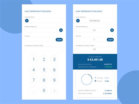 Loan Settlement Calculator by Evie Chong on Dribbble