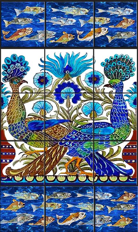 William De Morgan Fish and Peacock Tile Backsplash | Arts and crafts tiles, Arts and crafts ...