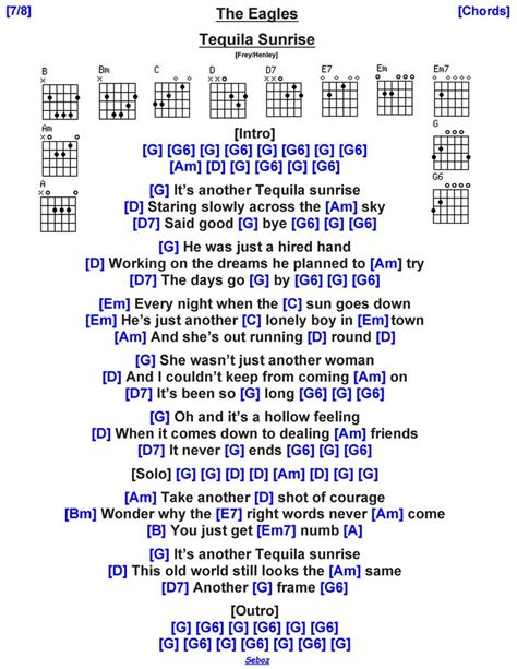 The Eagles - Tequila Sunrise | Song lyrics and chords, Lyrics and chords, Guitar lessons songs