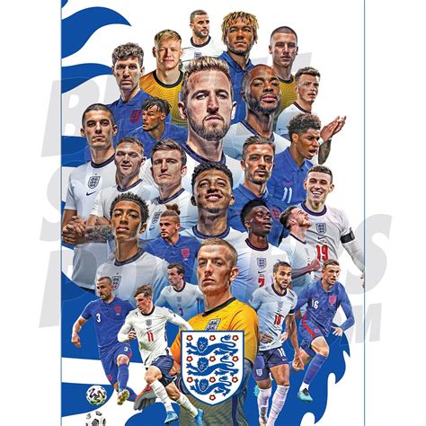 England Men's Football Team 20/21 Squad Montage Poster Officially ...