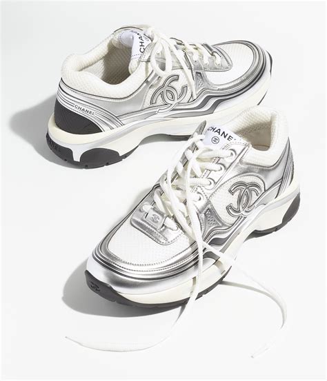 Fabric & laminated - White & Silver, Sneakers — Fashion | CHANEL ...