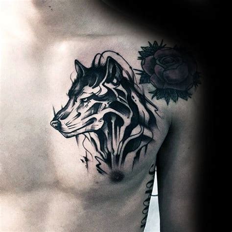 60 Wolf Chest Tattoo Designs For Men - Manly Ink Ideas