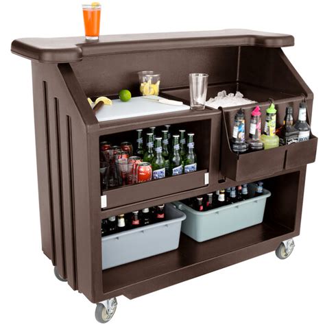 Cambro BAR540131 Cambar Dark Brown 54" Portable Bar with 5-Bottle Speed Rail