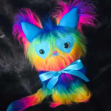 Rainbow Love Kitten Plush Cat Toy OOAK Doll Kawaii Plush Ugly | Etsy