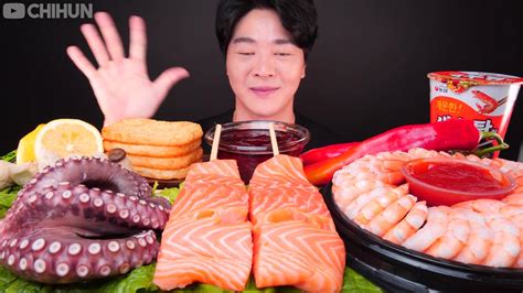 ASMR MUKBANG | 인기있는 모듬 해산물 먹방 POPULAR SEAFOOD BOIL SALMON & OCTOPUS ...