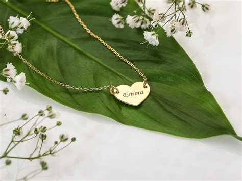 Personalized Heart Necklace Heart Name Necklace Custom | Etsy UK