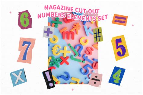 Colorful Magazine Cut-out Numbers Elements Set on Yellow Images ...