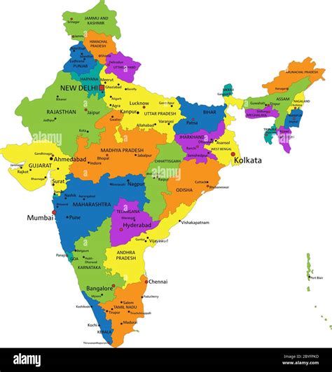 Colorful India Political Map With Clearly Labeled Sep - vrogue.co