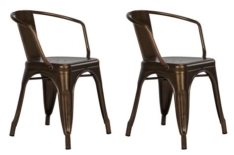Dorel Elise Antique Bronze Metal Dining Chair, Set of 2