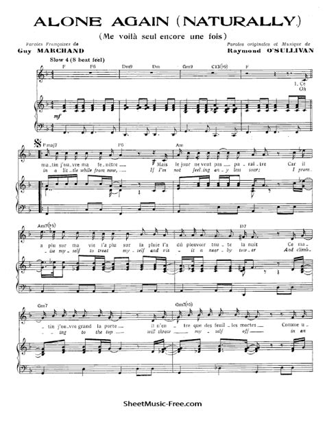 Alone Again Sheet Music Gilbert O'Sullivan - ♪ SHEETMUSIC-FREE.COM