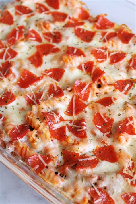 Pepperoni Pizza Pasta Bake (Easy Pizza Casserole) - Kindly Unspoken