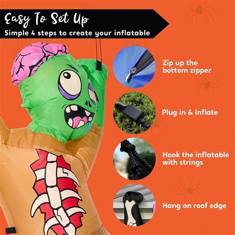 Joiedomi 5ft Halloween Inflatable Climbing Zombie Decor with Built-in ...