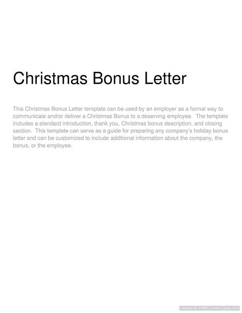 Christmas Bonus Letter